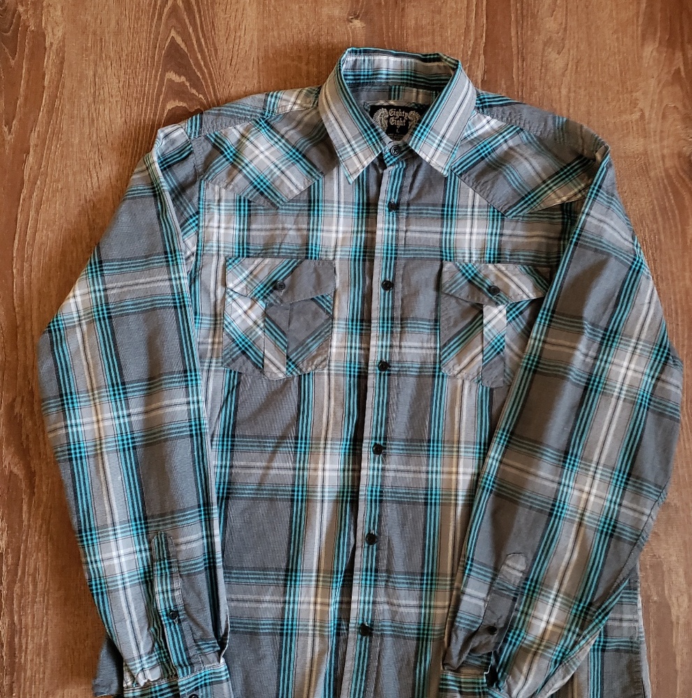 Mens Eighty Eight Long Sleeve Shirt Button Down L